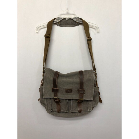 S-ZONE Camera Messenger Bag Leather Canvas DSLR Shoulder Crossbody Bag B294 -26